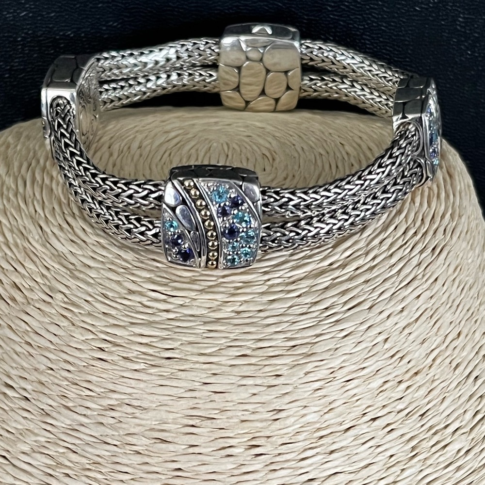 JOHN HARDY PRE-LOVED AUTHENTIC STERLING SILVER/18K YELLOW GOLD LAVAFIRE SEA … - Picture 5 of 17